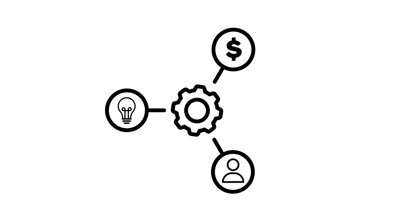 Business operation gear system icon animation isolated on white background