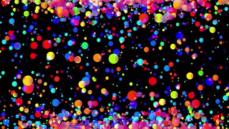 4k looped abstract background with beautiful multi-colored balls like paint bubbles or dye droplets in water in flat style. 3d with luma matte as alpha channel. 8