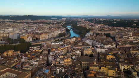 Beautiful-Drone-Shot-Above-Rome,-Italy.-Italian-Cityscape