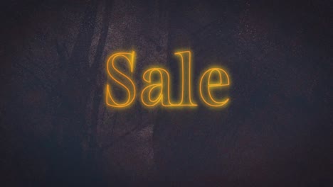animación del texto de venta en neón amarillo brillante sobre un fondo parpadeante angustiado
