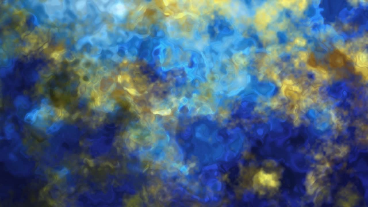 Turbulent blue and gold abstract background loopable animation with flowing dynamic fluid liquid paint texture