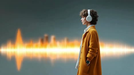 una mujer escuchando música con auriculares