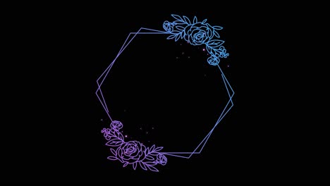 floral hexagon frame with roses