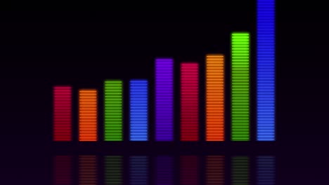 ecualizador de forma de onda de audio en animación de bucle de fondo negro. niveles de música o sonido.