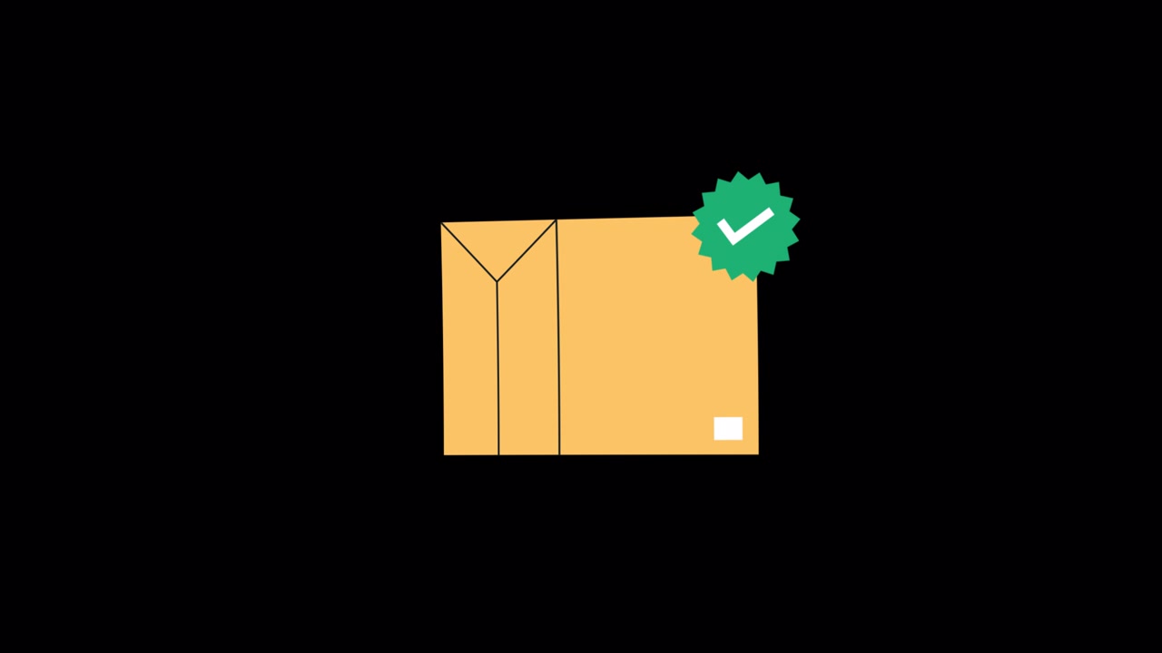 Animated Cardboard Box with Green Checkmark Icon