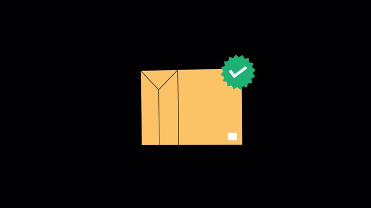 Animated Cardboard Box with Green Checkmark Icon