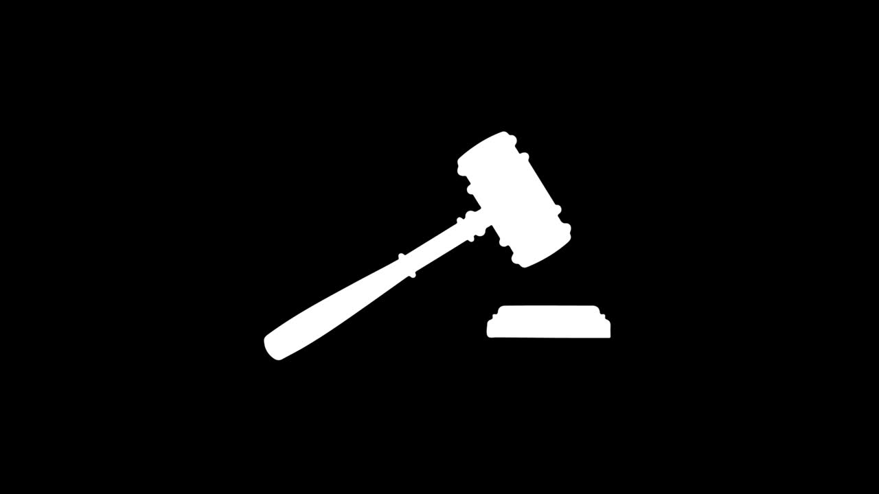 el juez de la corte del martillo, el icono del fallo, el vintage, la mala animación de la señal.