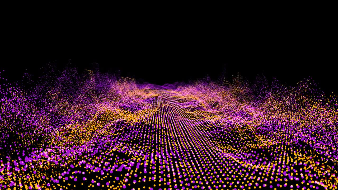 Futuristic abstract purple orange waveform ball oscillation, visualization wave technology digital surface