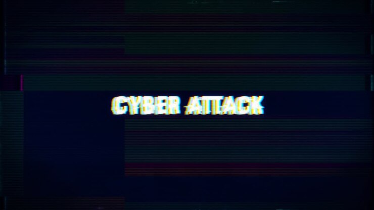 Cyber Attack glitch text. Anaglyph 3D effect. Technological retro background. Hacker application, malware, virus concept Vector illustration. Computer program, cyber security, TV channel screen