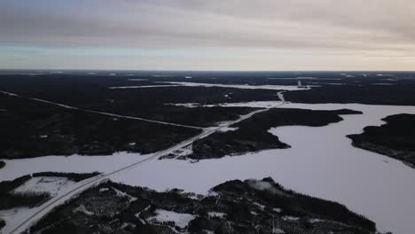 large frozen winter landscape near churchill manitoba canada northern frozen highway