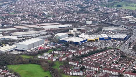 aerial view of ikea wembley, furniture shop in london, united kingdom.