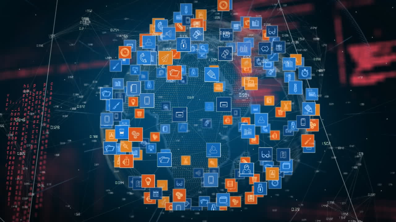 iconos digitales y códigos de programas
