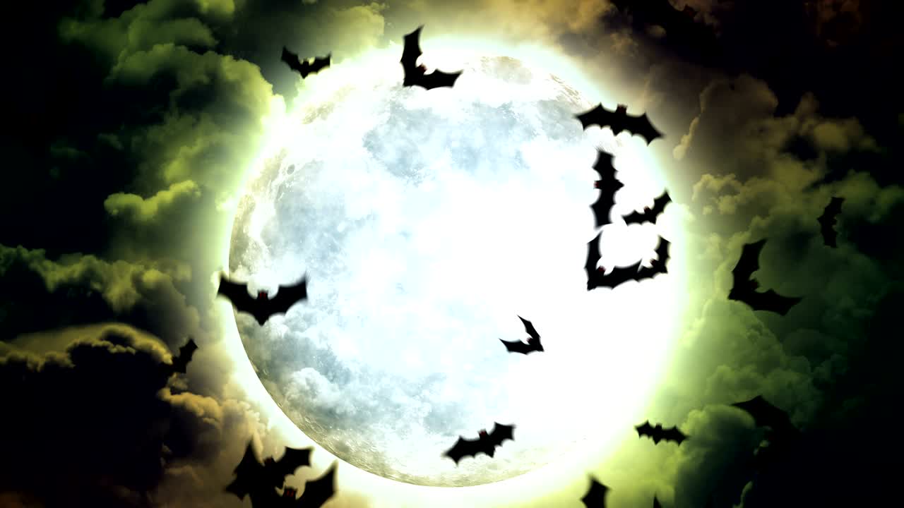 La luna di Halloween e i pipistrelli