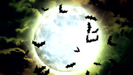 luna de halloween y murciélagos