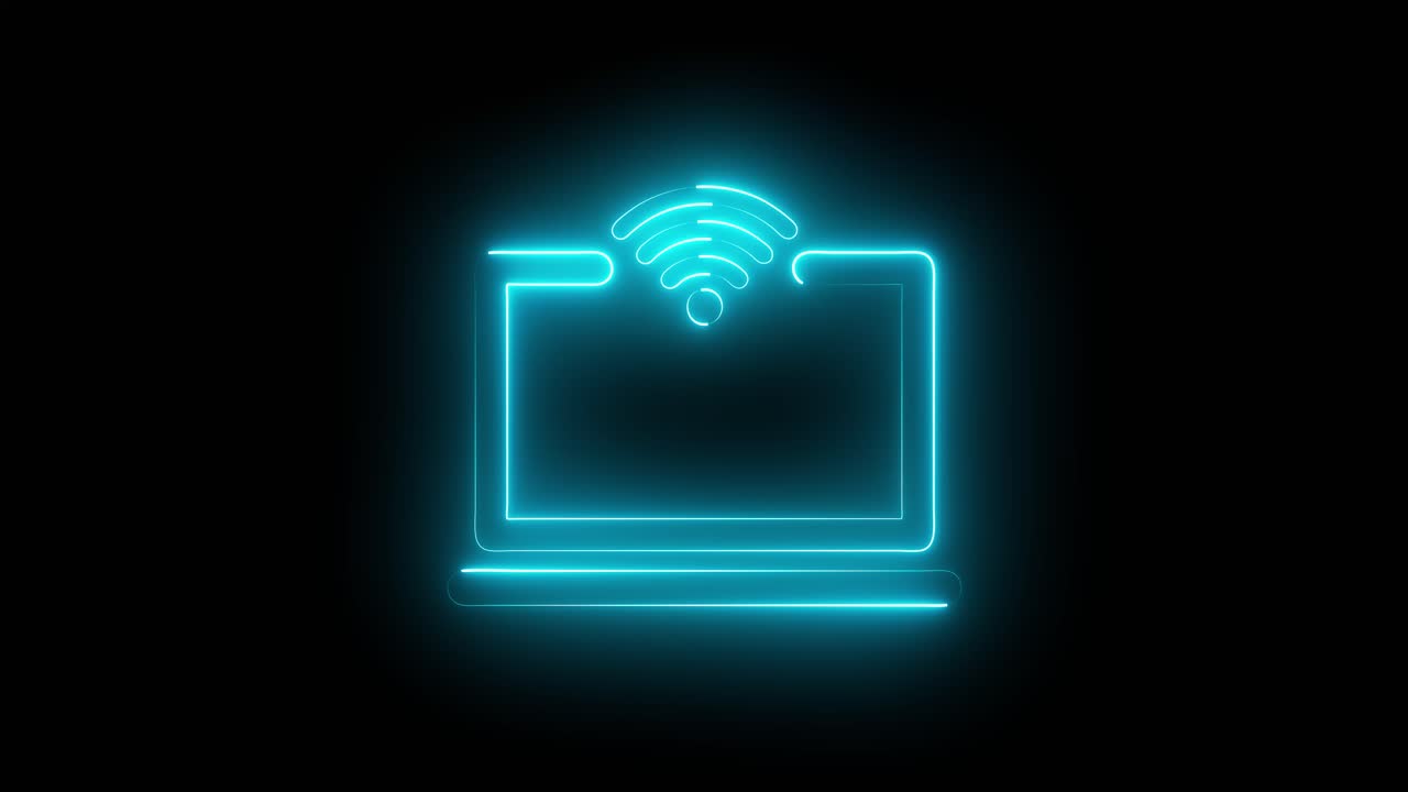 Laptop with Wifi Neon Sign