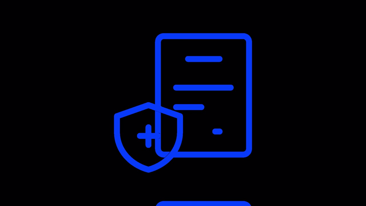 Animated Blue Icon of Document and Security Shield