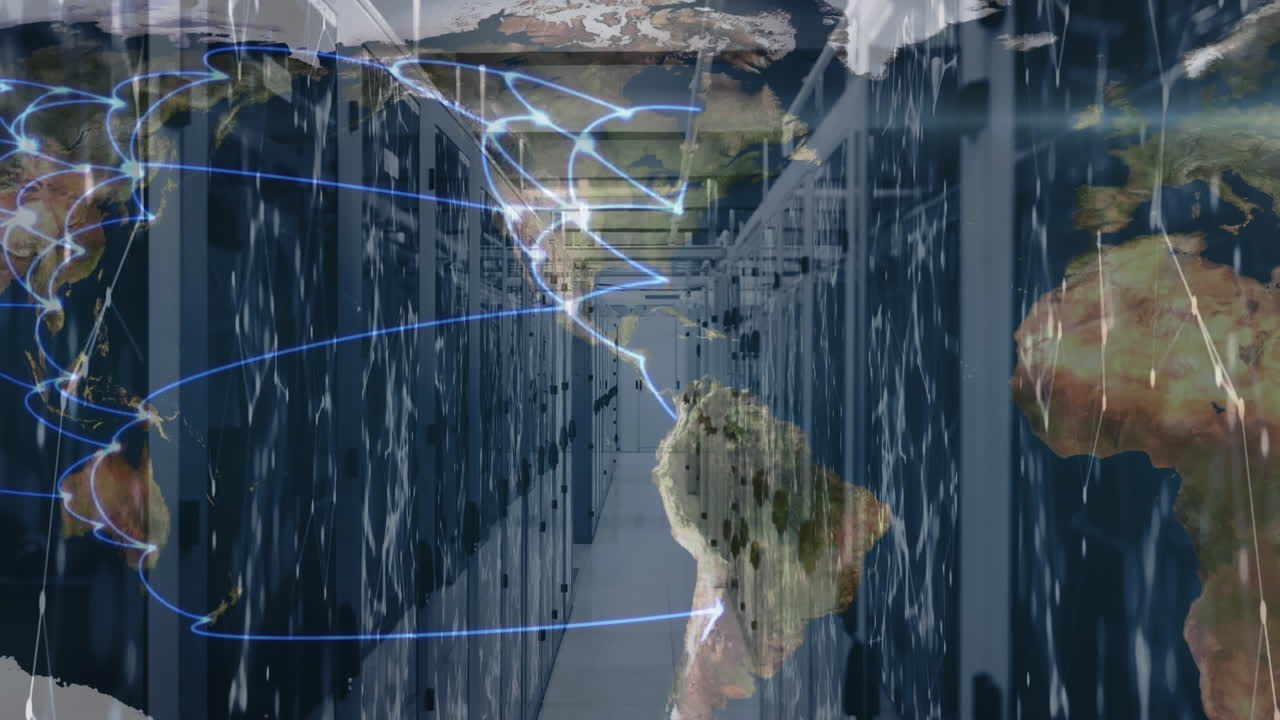 빈 서버 에서 전 세계에 퍼지는 웹 연결의 애니메이션