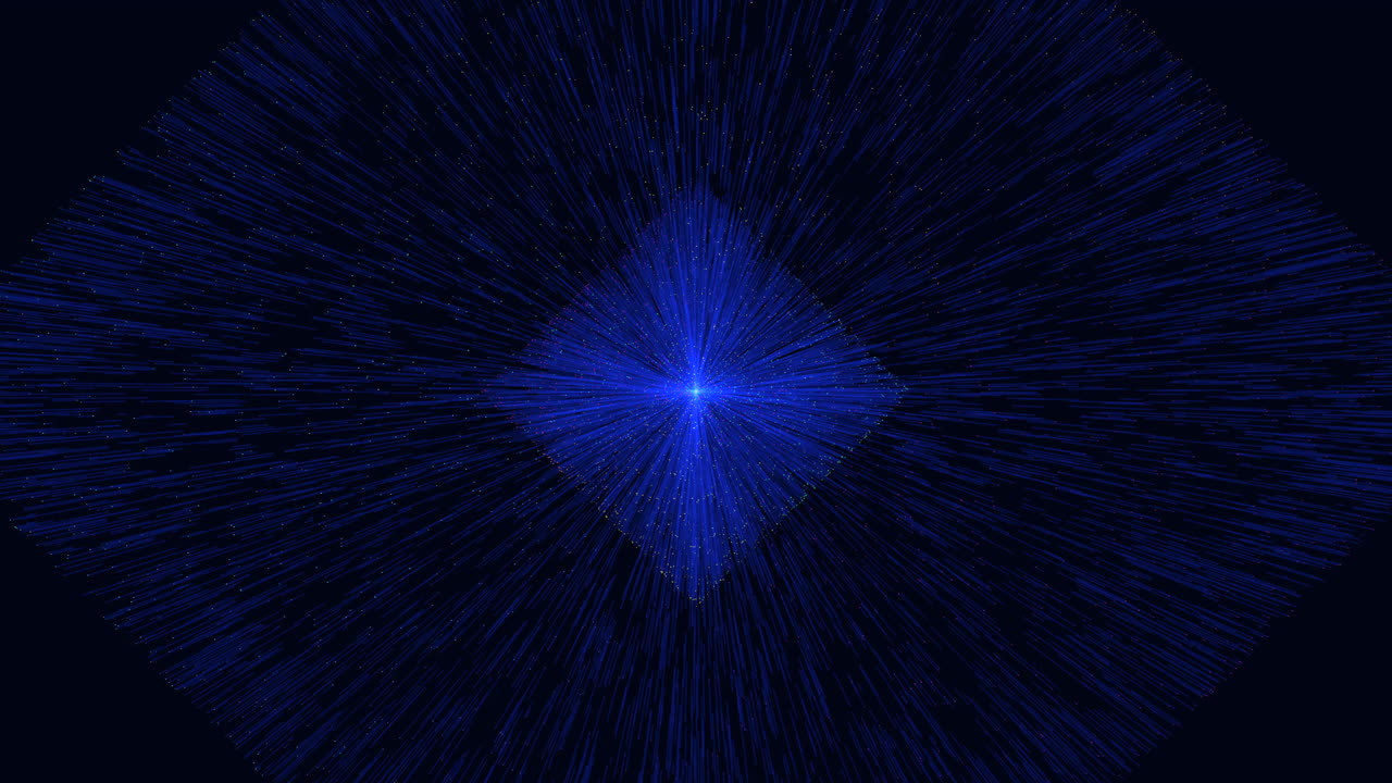 cubo futurista brillante con líneas de neón en galaxia negra