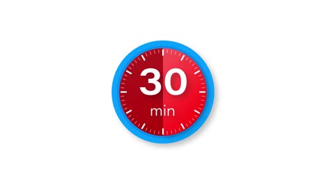 the 30 minutes timer. stopwatch icon in flat style.motion graphics.