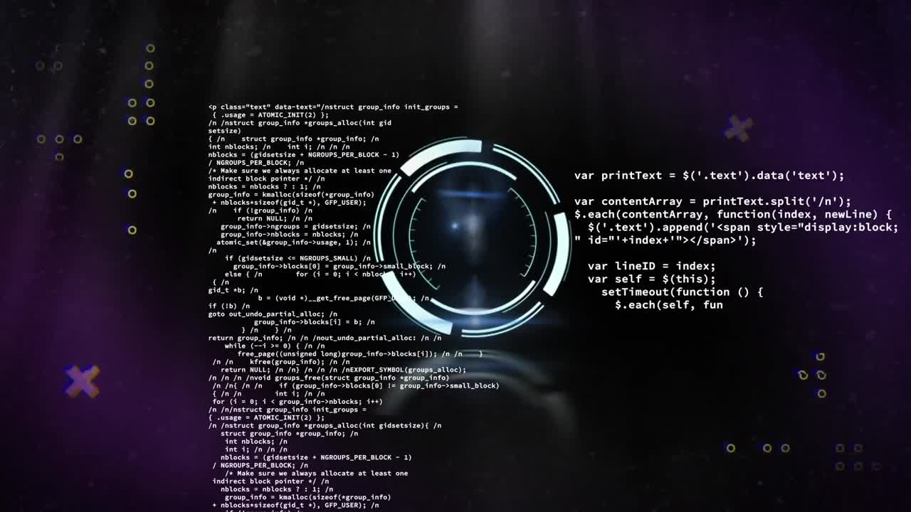 animación del procesamiento de datos con escaneo de alcance sobre fondo negro