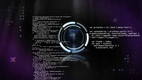 animation of data processing with scope scanning on black background