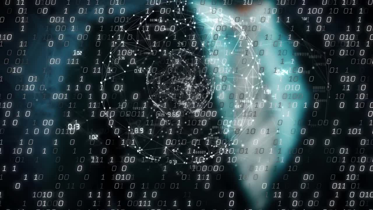 animación del procesamiento de datos sobre un fondo negro