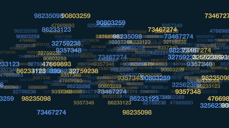 An image of scattered numbers in a grid on a black backdrop, devoid of pattern or order. The chaos and randomness of the arrangement create a sense of confusion and disorder