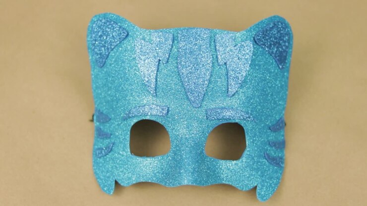 Handmade children mask with blue diamond foam of Catboy, PJ Masks leader