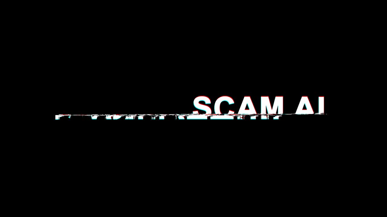 Scam Alert Glitch Effect Text Digital TV Distortion 4K Loop Animation
