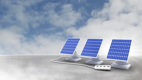 animación de paneles solares con el cielo en el fondo