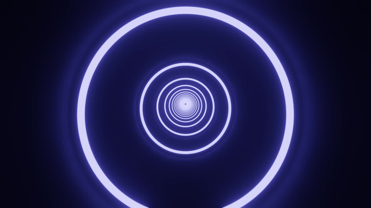 túnel de neón de círculo azul. telón de fondo abstracto en bucle.