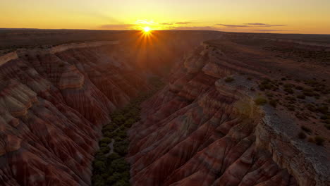 vibrant canyon landscape at sunset and dusk with river