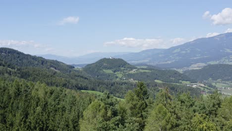 lush vegetation of lavamund austria aerial reveal