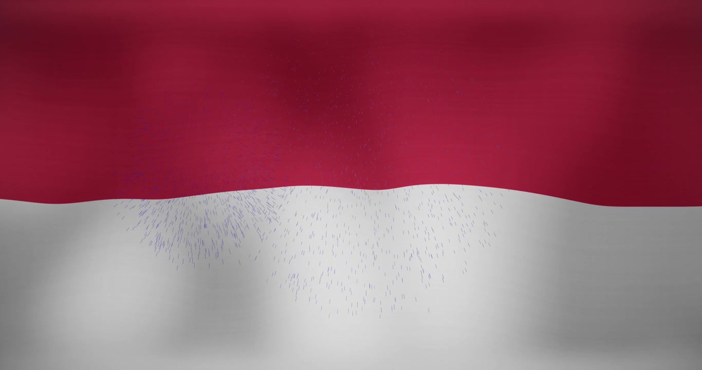 Animazione della bandiera dell'Indonesia che sventola, spazio per il testo.