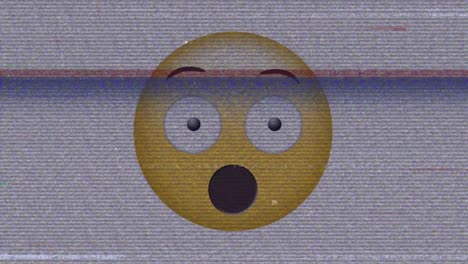 Animation-of-scared-emoji-icon-over-noises-on-screen