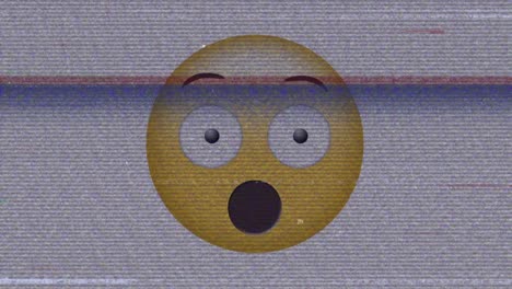 animación del icono de emoji asustado sobre los ruidos en la pantalla