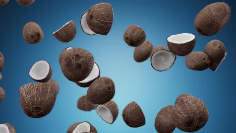falling coconuts on a blue background
