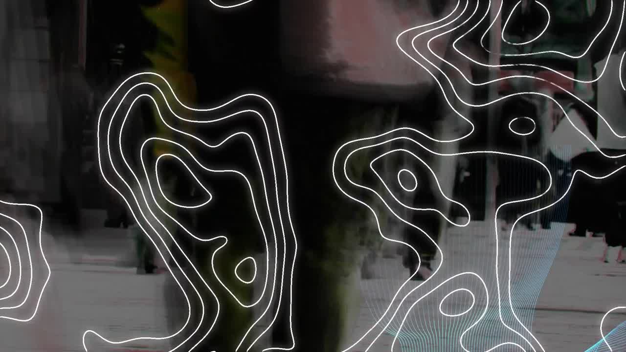 animación de la línea blanca que se mueve sobre los peatones que caminan en movimiento rápido