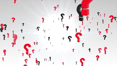4K 3D Animation of a lot of Red Black question mark moving White background with Green Screen.