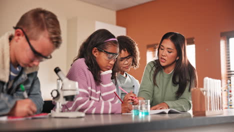 science class with teacher and students