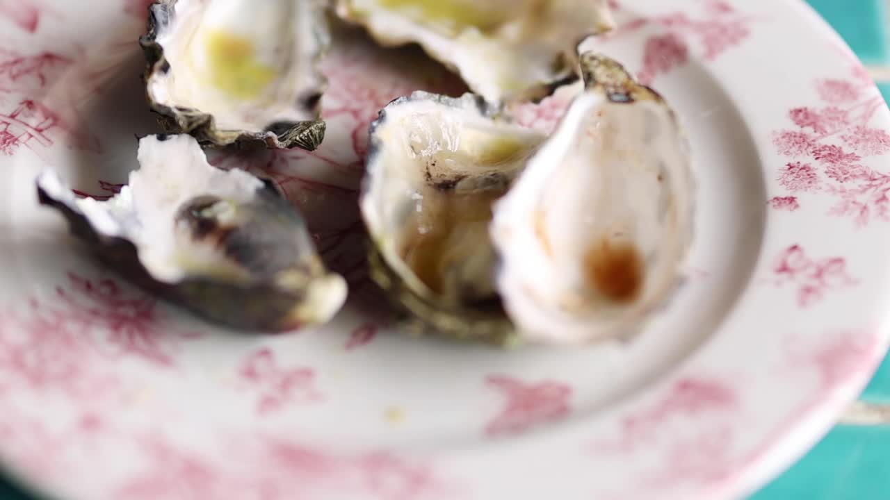 Empty Oyster Shells on a Plate