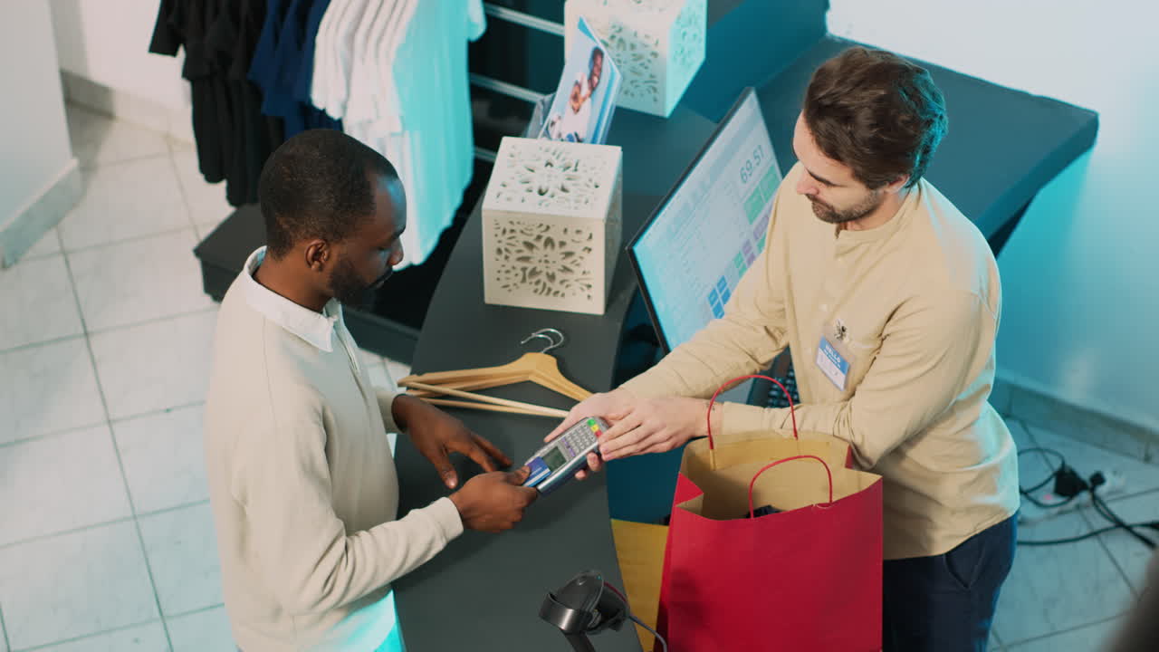 Customer making a payment in a store