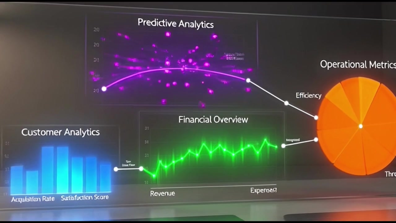 Digital Dashboard Displaying Financial and Operational Data Analytics