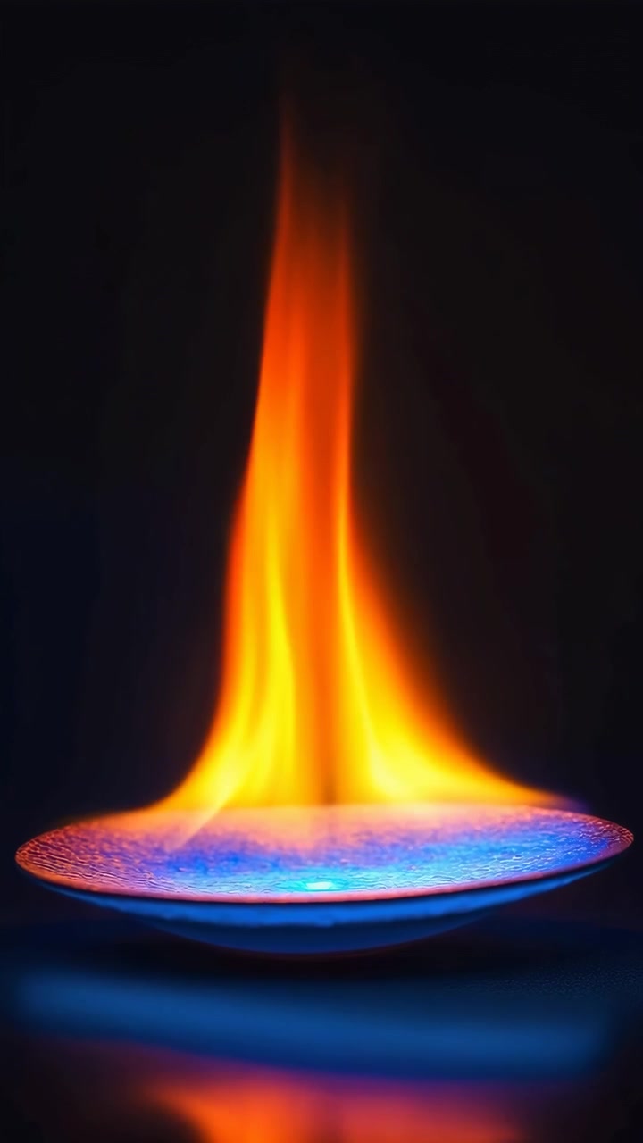 Close-up of a Vibrant Blue and Orange Gas Burner Flame