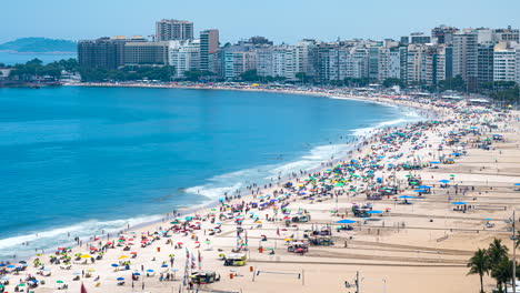 Beachgoers-on-summer-day-at-Copacabana-beach,-Rio,-Brazil