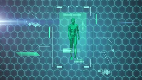 animación del procesamiento de datos y formas sobre el caminar humano.