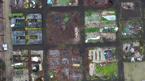 Luftaufnahme-Von-Gemeinschaftsgartengrundstücken-Im-Winter