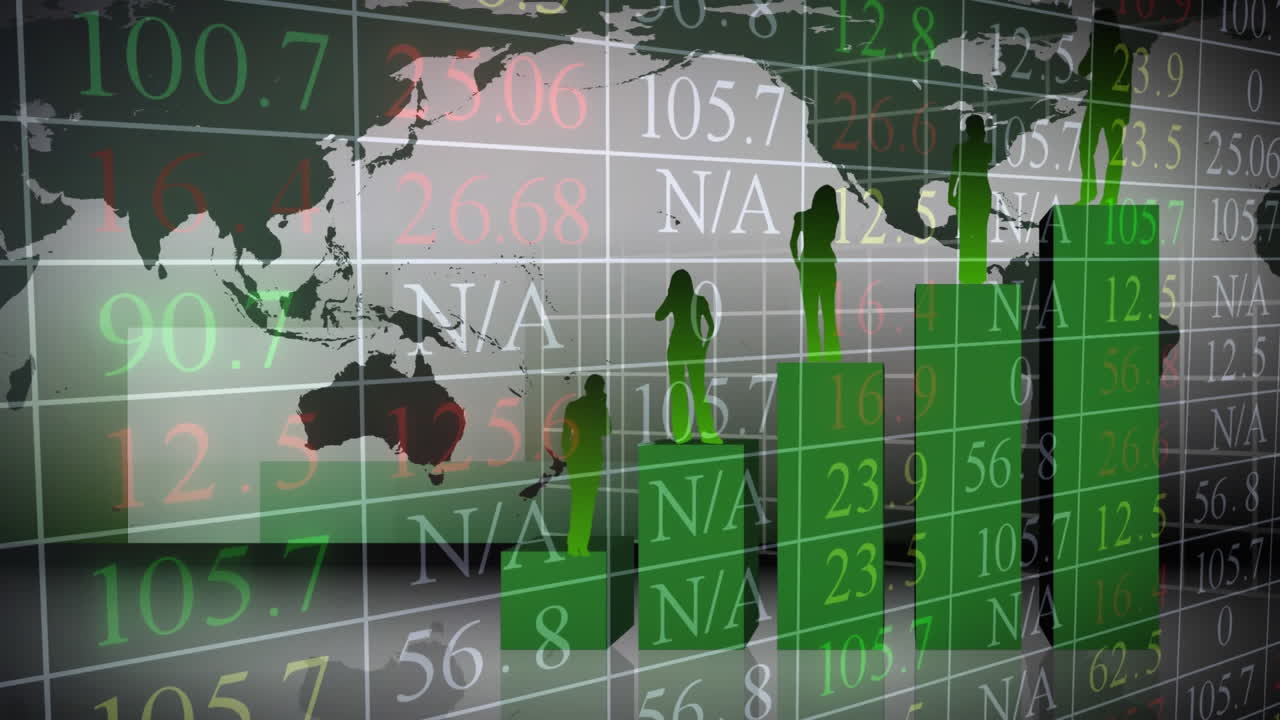 사람 아이콘 을 가진 초록색 막대기 차트