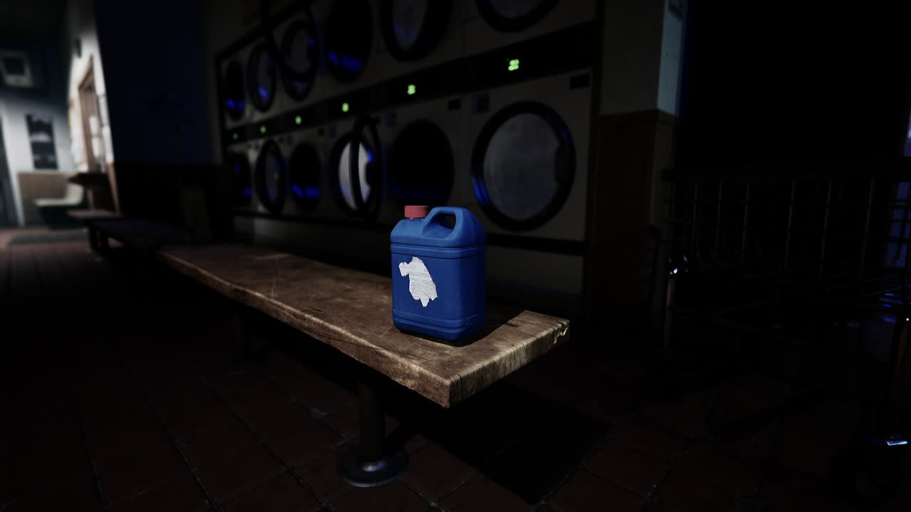 una lata azul en un banco