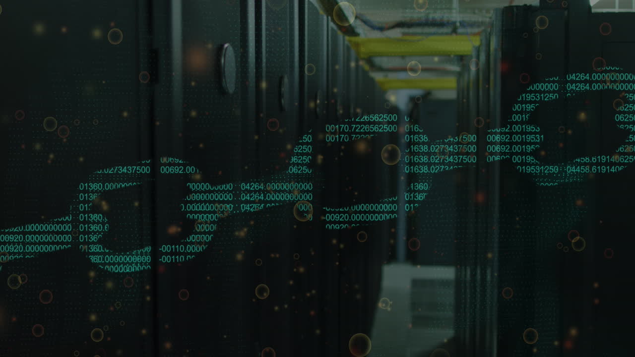 Animation of data processing over server room